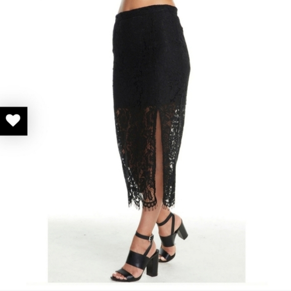 Chaser Black Lace Midi Skirt with Slit Size Small NWT - Picture 12 of 12